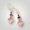 Petite Pink Designer Bead Drop lever Back Earrings Canadian