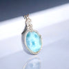Larimar Pendant Necklace Oval Natural Stone in Soft Blue