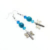 Blue Bead Dragonfly charm Dangle Earrings