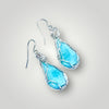 Blue Larimar Stone Drop Earrings Teardrop Shape Silver Metal
