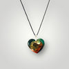 Resin Necklace Amber and Teal Heart Shape Pendant Necklace Jewelry