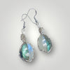 Moonstone Labradorite Drop Earrings Sterling Silver Oval Shape