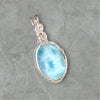 Larimar Pendant Necklace Oval Natural Stone in Soft Blue