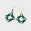 Drop Earrings Square Beaded Teal Sterling Silver Canada