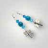 Blue Bead Dragonfly charm Dangle Earrings