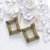 Fayes jewelry designs earrings Color Teal blue and ivory Seedbeads square diagonal earrings