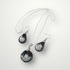 Fayes Jewelry Designs Resin pendant necklace Round Black and Silver Resin Necklace Pendant Set Round Black and Silver Resin Necklace Pendant Set