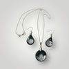 Fayes Jewelry Designs Resin pendant necklace Round Black and Silver Resin Necklace Pendant Set Round Black and Silver Resin Necklace Pendant Set