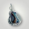 Blue Agate Gemstone Silver Pendant