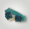 Turquoise Seed Bead elaborate Design Bracelet Slide clasp