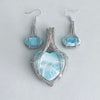 Larimar Heart Silver Statement Necklace Set