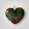 Resin Necklace Amber and Teal Heart Shape Pendant Necklace Jewelry