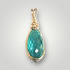 Exquisite 14k Gold Teal Diamond Briolette Pendant Necklace