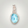 Larimar Pendant Necklace Oval Natural Stone in Soft Blue