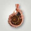 Ammonite Fossil Snail Copper Pendant with Freshwater Pearl