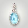 Larimar Pendant Necklace Oval Natural Stone in Soft Blue
