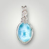 Larimar Pendant Necklace Oval Natural Stone in Soft Blue