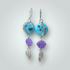 Turquoise Dangle Earrings Sterling Silver Fish Hook Ear Finding