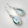 Moonstone Labradorite Drop Earrings Sterling Silver Oval Shape