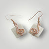 Rose Gold Square Shell Heart Drop Earrings