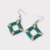 Drop Earrings Square Beaded Teal Sterling Silver Canada