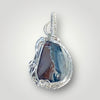 Blue Agate Gemstone Silver Pendant