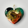 Resin Necklace Amber and Teal Heart Shape Pendant Necklace Jewelry