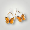 Wood Butterfly Dangle Earrings lever Back Sterling Silver