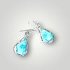 Blue Larimar Stone Drop Earrings Teardrop Shape Silver Metal