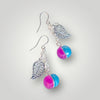 Resin Blue Pink Silver Bobble Earrings