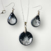 Black Silver Resin Pendant Necklace Set-Fayes Jewelry Designs