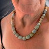 Aquamarine Barrel Bead Necklace Earring Set
