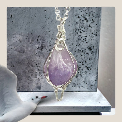 Fayes jewelry designs Amethyst pendant Sparkling amethyst nugget set in sterling silver pendant