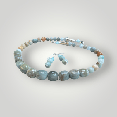 Fayes Jewelry Designs Bead necklace Aquamarine Bead Necklace authentic jewelry Aquamarine Bead Necklace authentic jewelry