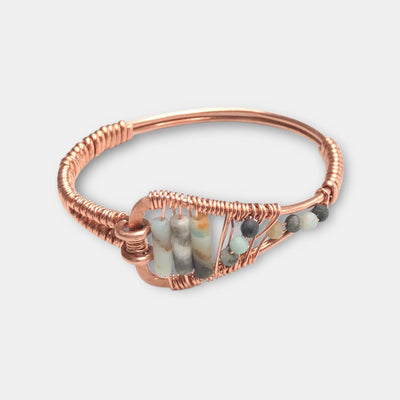 Fayes Jewelry Designs Bracelet Copper metal cuff with amazonite gemstone beads Copper metal cuff with amazonite gemstone beads