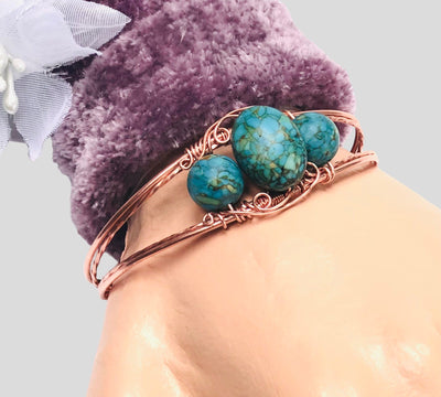 Fayes jewelry designs Bracelet Copper turquoise bead cuff bracelet