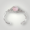 Fayes Jewelry Designs Bracelet Cuff Bracelet Silver Metal With Pink Oval Gemstone Cuff Bracelet Silver Metal With Pink Oval Gemstone