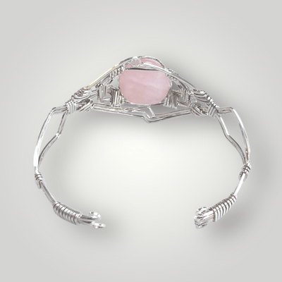 Fayes Jewelry Designs Bracelet Cuff Bracelet Silver Metal With Pink Oval Gemstone Cuff Bracelet Silver Metal With Pink Oval Gemstone