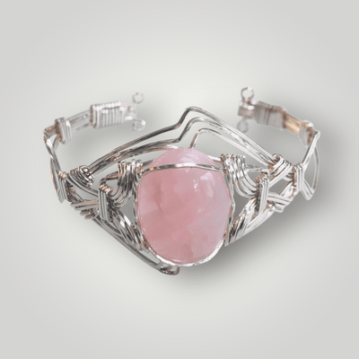 Fayes Jewelry Designs Bracelet Cuff Bracelet Silver Metal With Pink Oval Gemstone Cuff Bracelet Silver Metal With Pink Oval Gemstone