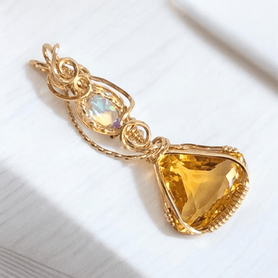 Fayes jewelry designs Citrine and opal Gold Citrine and Opal pendant gold setting