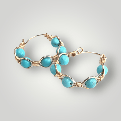 Fayes Jewelry Designs earrings Gold Cuff Earrings with Turquoise Beads Gold Cuff Earrings with Turquoise Beads