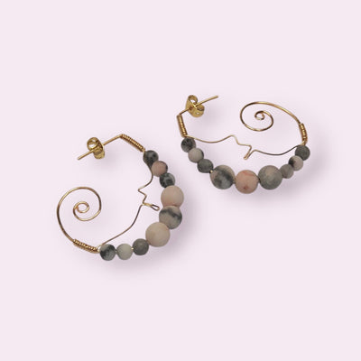 Fayes Jewelry Designs earrings Gold Post Round Earrings with Beads Gold Post Round Earrings with Beads