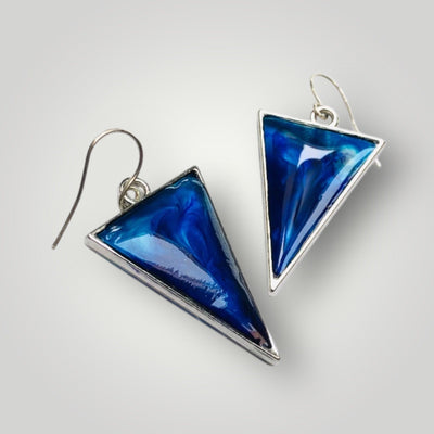 Fayes Jewelry Designs earrings Green Blue Resin Earring In Silver Metal Frame Blue Resin Earring In Silver Metal Frame