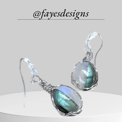 Fayes jewelry designs earrings Labradorite moonstone combination 925 silver elegant earrings