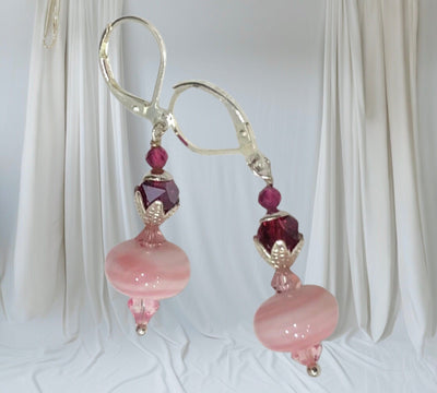 Fayes jewelry designs earrings Pink Drop lever Back Earrings Pink Drop lever Back Earrings