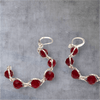 Fayes Jewelry Designs earrings Ruby bead sterling silver cuff earrings Ruby bead sterling silver cuff earrings