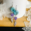 Fayes jewelry designs earrings Turquoise bead silver dangle earrings