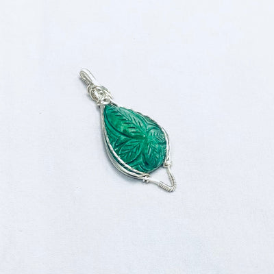 Fayes jewelry designs Emerald pendant Carved emerald leaf pendant