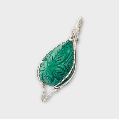 Fayes jewelry designs Emerald pendant Emerald gemstone carved design 925 silver pendant