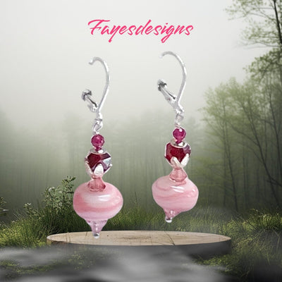 Fayes jewelry designs Jewelry Pink glass bead earrings